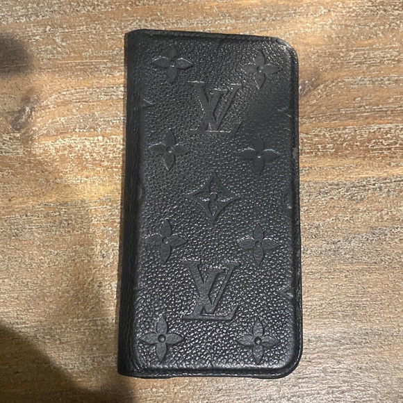 AUTHENTIC LOUIS VUITTON Black Leather IPHONE X Case - Picture 1 of 5